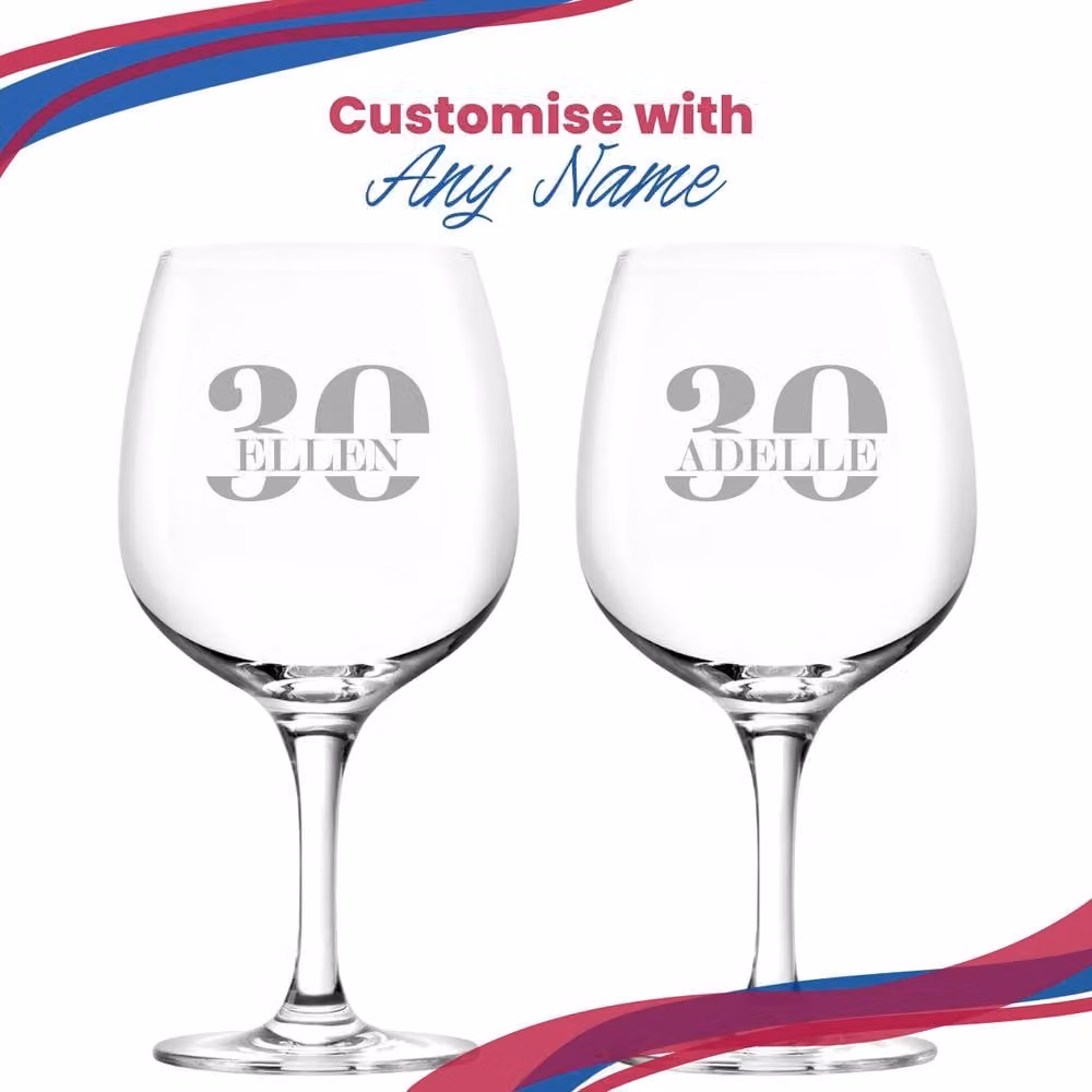 Uniqueful Personalised 30th Birthday Spanish Gin Copa Balloon Cocktail Glass in Clear – 3