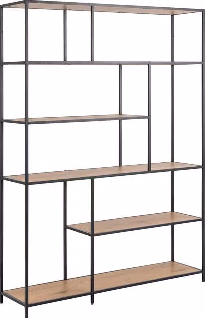Furniture To Go Seaford Bookcase with 5 Shelves in Black and Wild Oak – 1