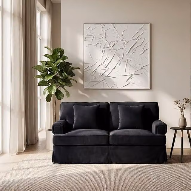 Fifty Five South Ralph Two Seat Black Velvet Sofa – 2