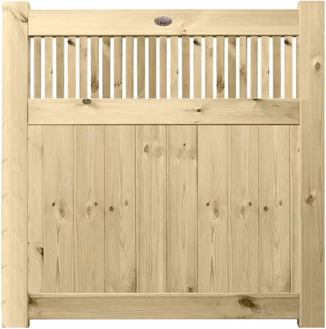 Premier Garden Supplies URBAN Interlocked Tongue Groove Treated Garden Gate with Tuscany Trellis Top, Pressure Treated Wood, Height: 120 cm