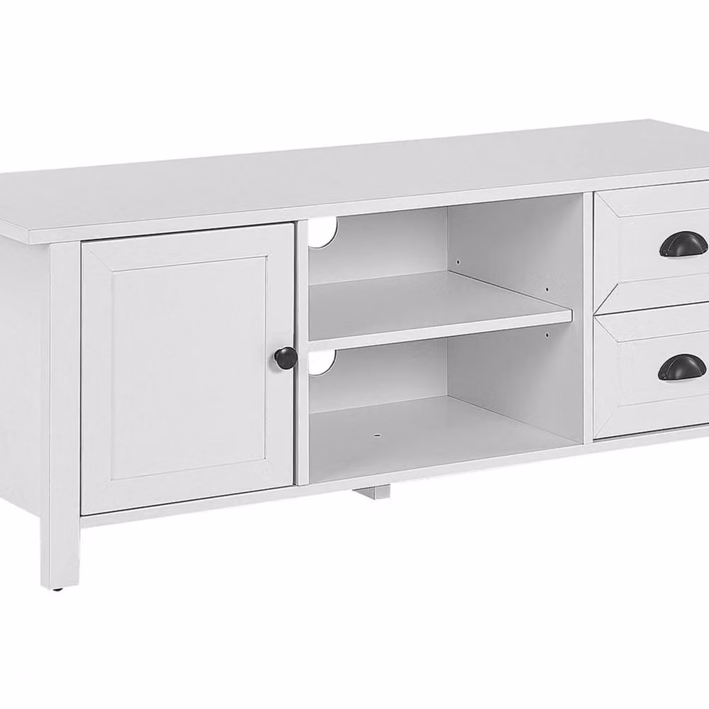 Wyld and Coco White Rustic TV Stand with Drawers, W/D/H: 120 x 40 x 46 cm – 2