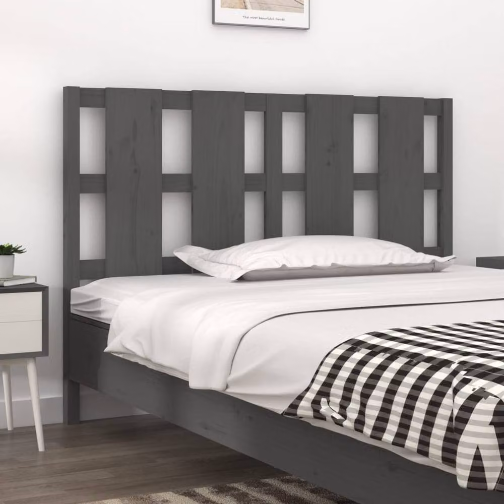 Berkfield Home Grey Rustic Solid Pine Wood Bed Headboard W: 125.5 cm, D: 4 cm, H: 100 cm – 2