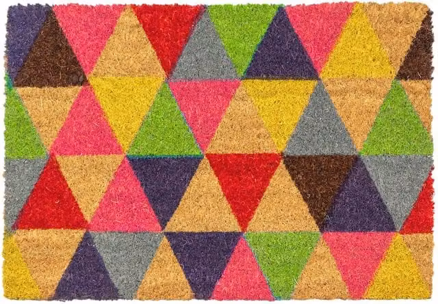Nicola Spring Triangle Coir Door Mat in Multicolour and Yellow