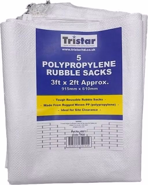 Tristar Professional Woven Rubble Sacks, Pack of 5, White