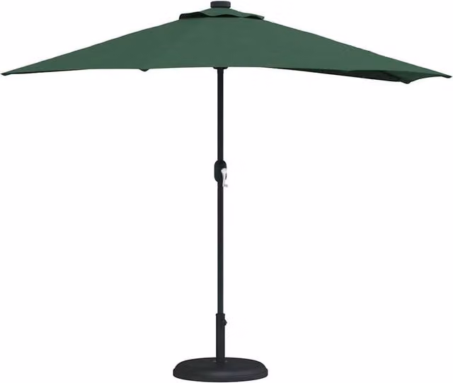 Berkfield Home Half Garden Parasol with Aluminium Pole, Green, W: 150 cm, D: 223 cm, H: 294 cm – 1