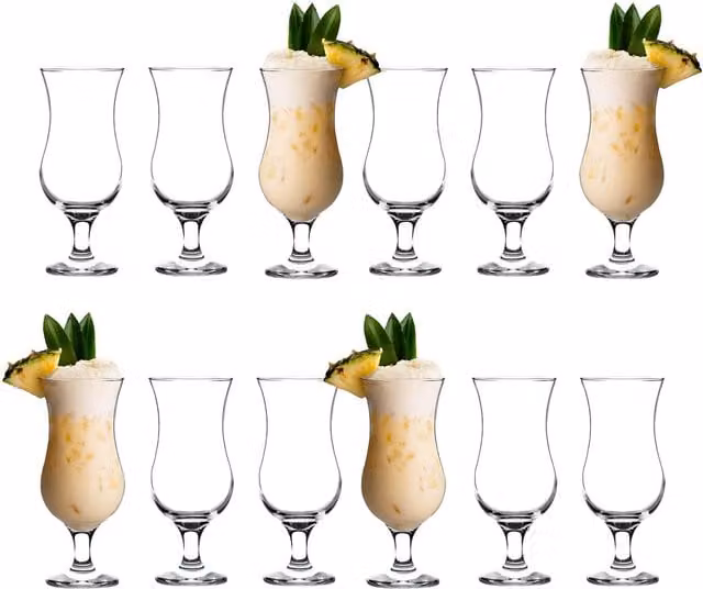 LAV Fiesta Pina Colada Cocktail Glass Set, 12 x 390ml, Clear
