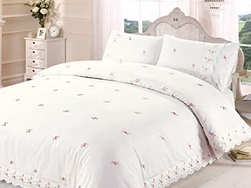 Rapport Home Sophie Floral Polycotton Duvet Cover Set in Beige and White with 2 Pillowcases, W/D/H: 200 x 200 cm and 140 x 200 cm