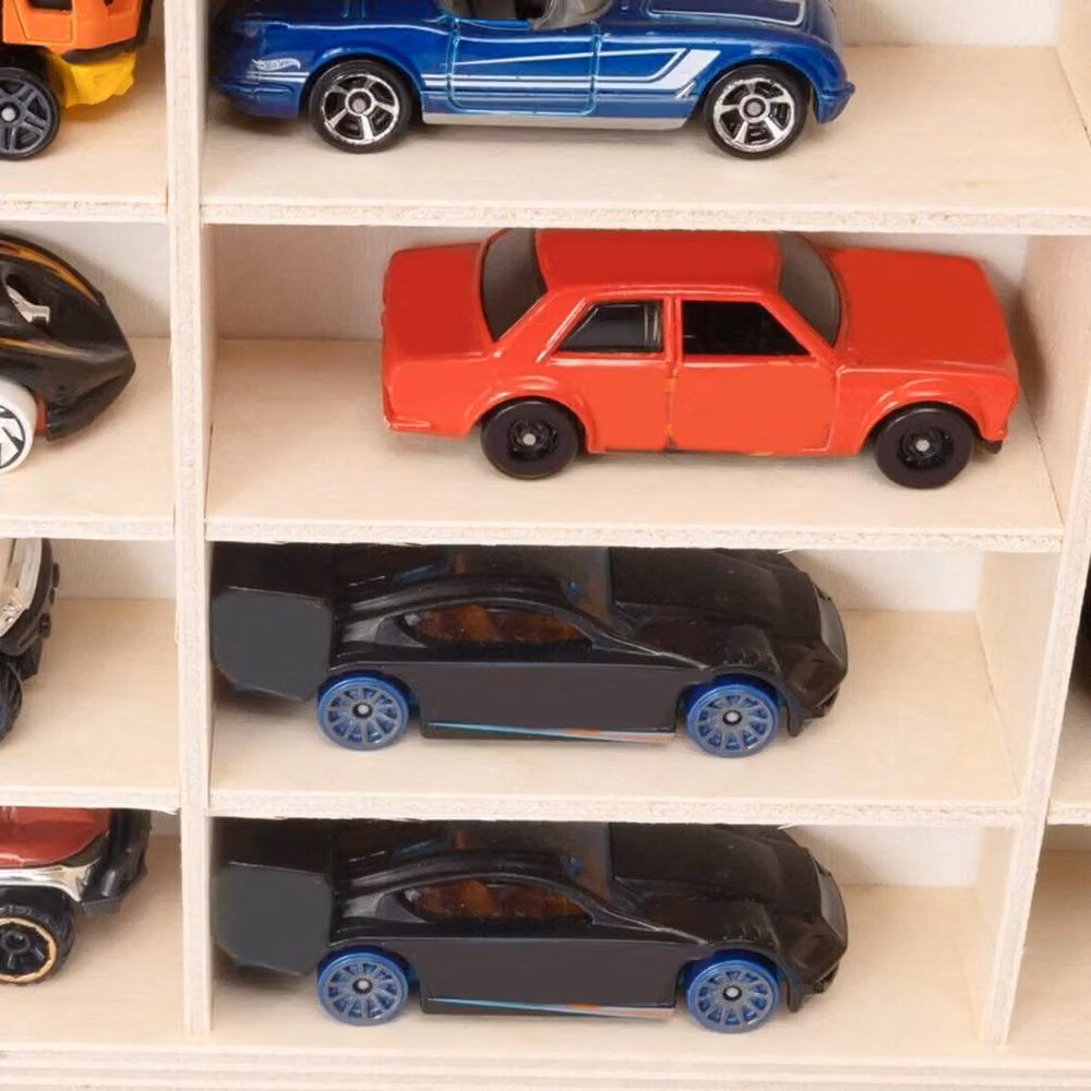 FLAVORA Wooden Diecast Car Model Display Shelf in Natural Brown, W/D/H: 52 x 35.6 x 3.5 cm – 3