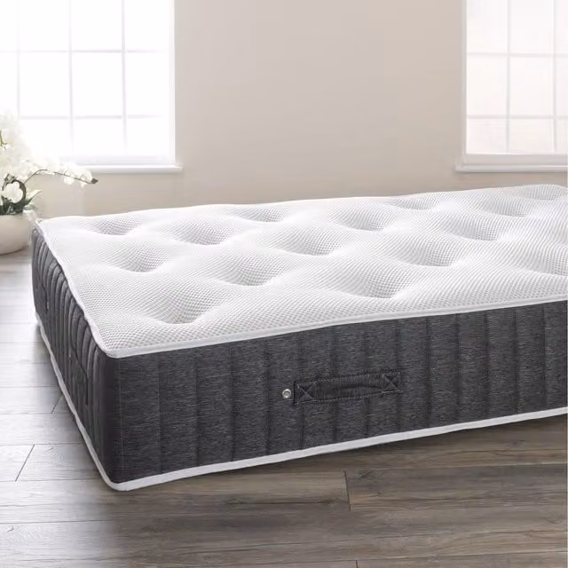 Comfy Living Glitzy Hybrid Pocket Sprung Memory Foam Mattress in Grey, 180 x 200 cm