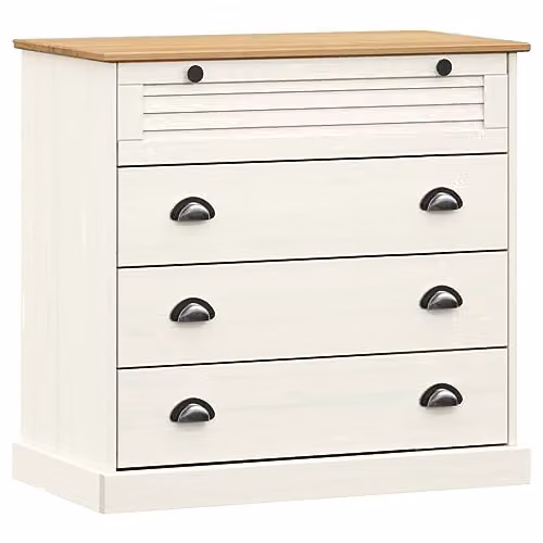 vidaXL VIGO Chest of Drawers in White Solid Pine Wood, W: 80 cm, D: 40 cm, H: 76 cm
