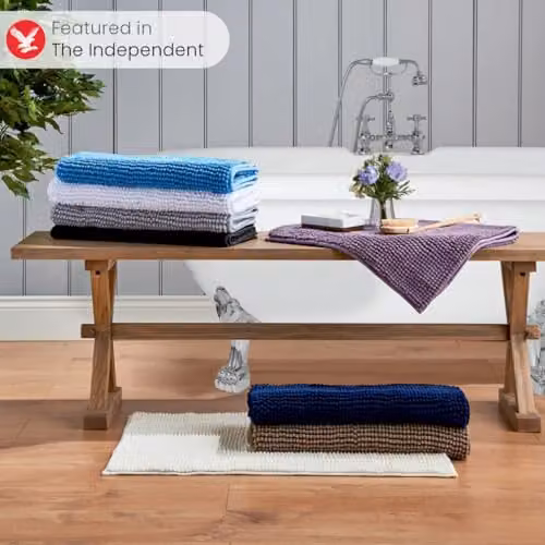 Allure Bath Fashions Bobble Chenille Microfibre Non Slip Bath Mat in Beige or Sand, W: 50 cm, D: 80 cm – 4