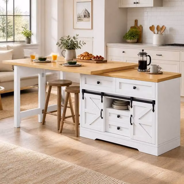 STILVORA Extendable Dining Table with Storage in White – 1