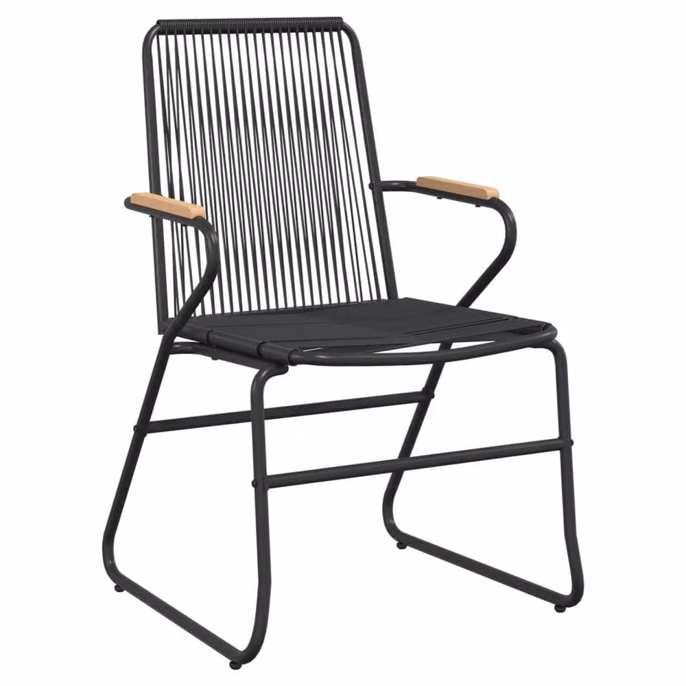 Berkfield Home Beautiful 3 Piece Black PVC Rattan and Teak Wood Garden Dining Set – 3