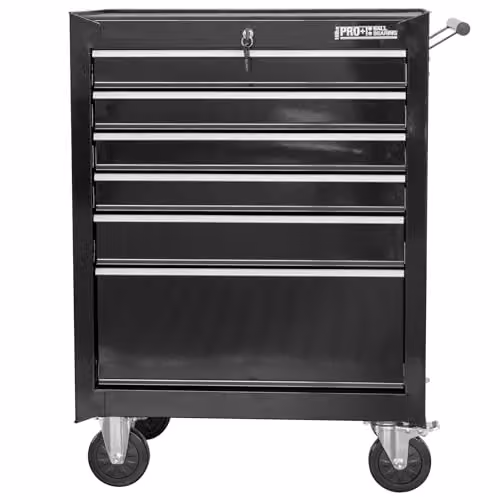 Hilka HD PRO+ 6 Drawer Steel Trolley, Black, Width: 66 cm – 3