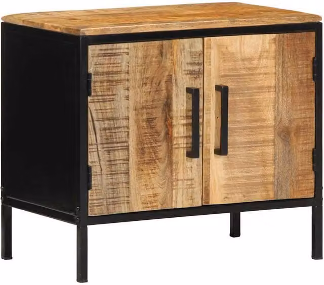 Berkfield Home Set of 2 Bedside Cabinets in Brown Solid Mango Wood, W/D/H: 50 x 30 x 45 cm – 1