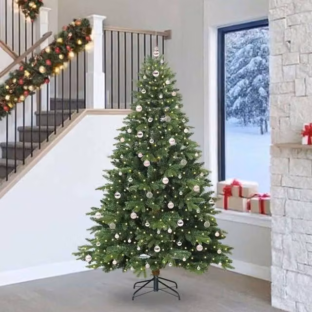 Berkfield Home Artificial Green Christmas Tree with 300 LEDs, Height: 240 cm – 1