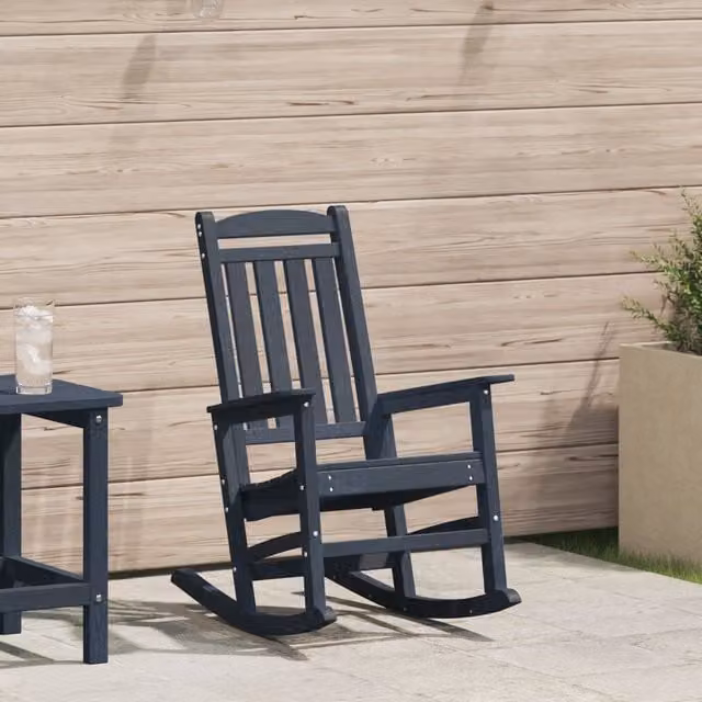 Berkfield Home Garden Rocking Chair in Navy Blue, W/D/H: 70 x 92 x 108 cm