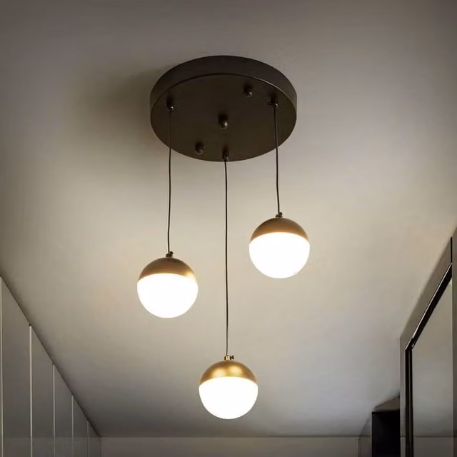 Wyld and Coco Black Modern Pendant Lamp with 3 Integrated LED Round Shades and Adjustable Height