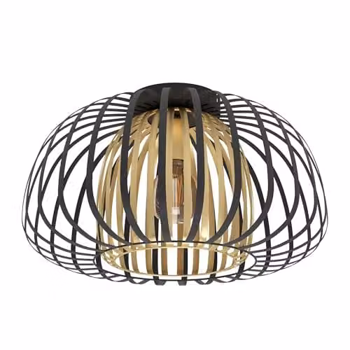 Eglo Encinitos Modern Square LED Flush Ceiling Light in Black and Gold/Brass – 1