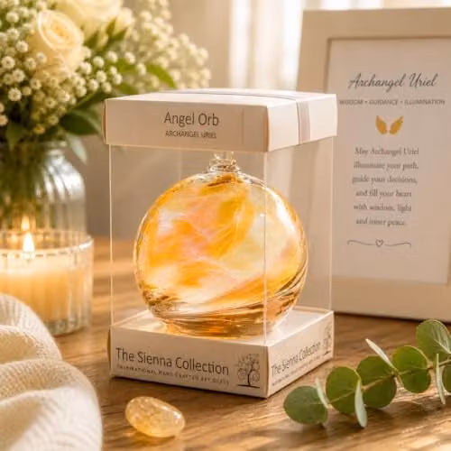 Sienna Glass Yellow Angel Orb Hanging Glass Ornament