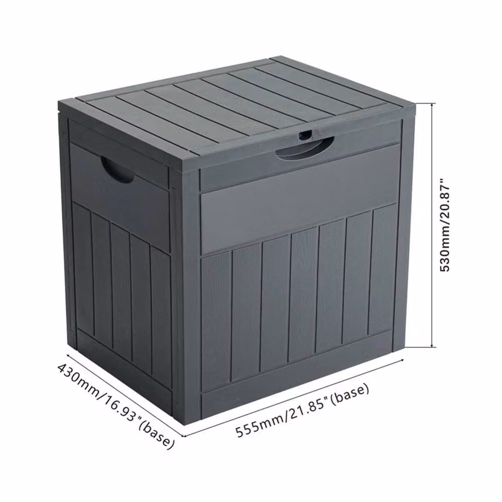 Kelvenix Large Outdoor Storage Box in Grey Wood Grain Plastic for Garden and Terrace – 2