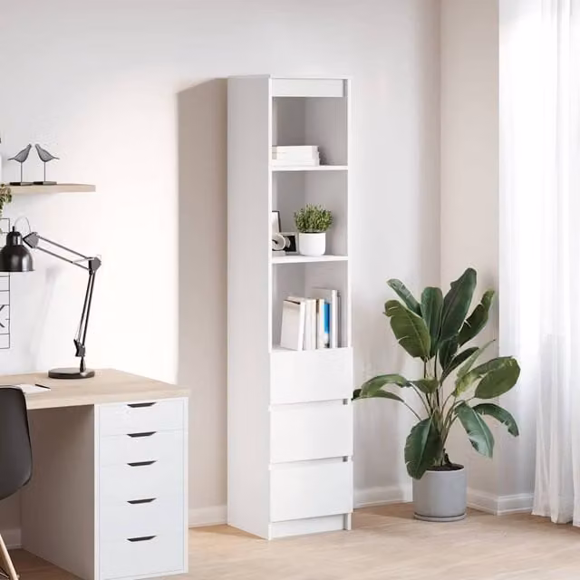 Berkfield Home White Highboard in MDF, W: 37.5 cm, D: 35 cm, H: 180 cm – 1