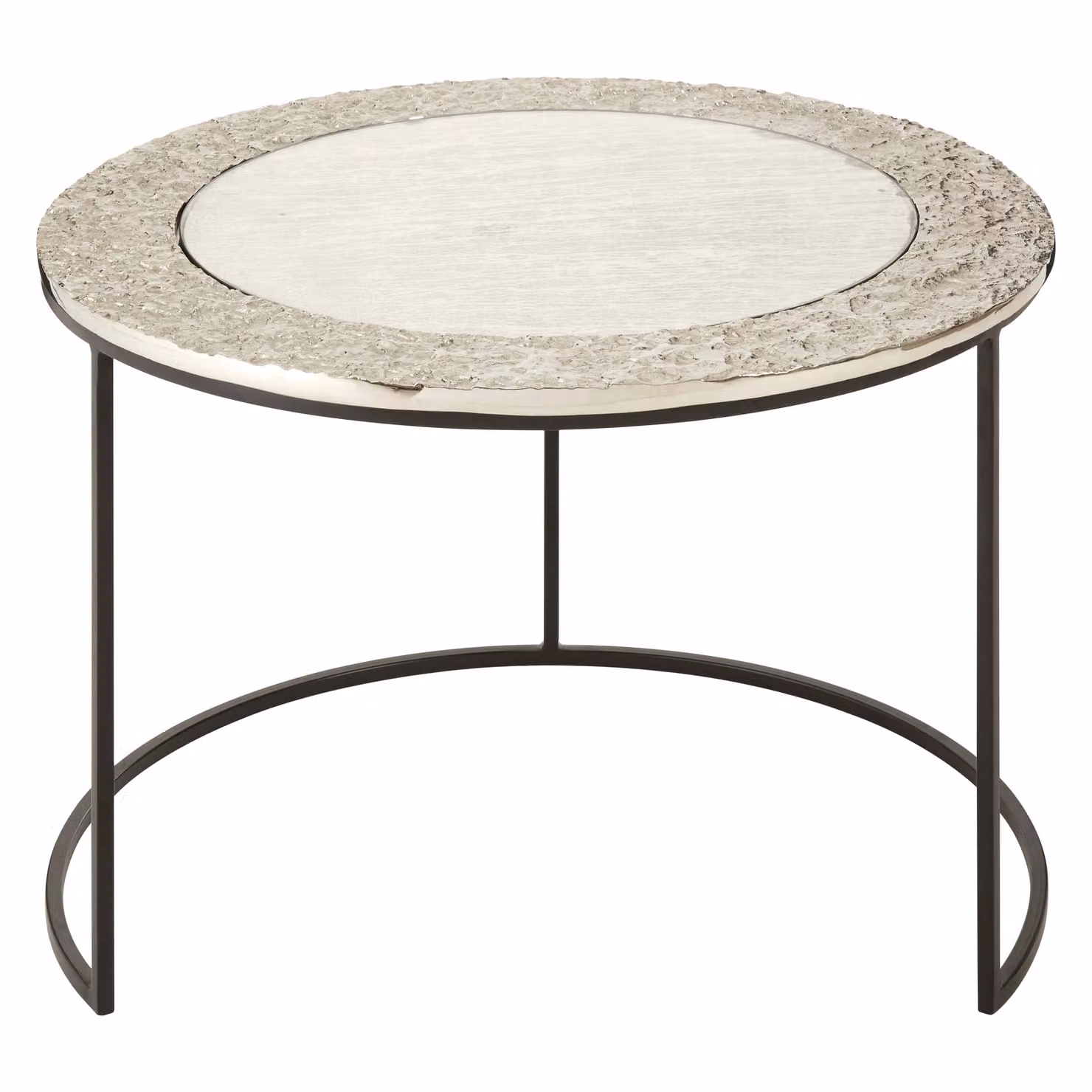 Orsina Set of 2 Round Glass Nesting Coffee Tables with Black Steel Legs in Silver – 2