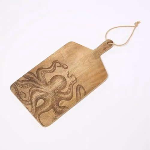 HOMESCAPES Brown Wooden Rectangular Chopping Board, H 25 cm x W 50 cm x D 2 cm – 1