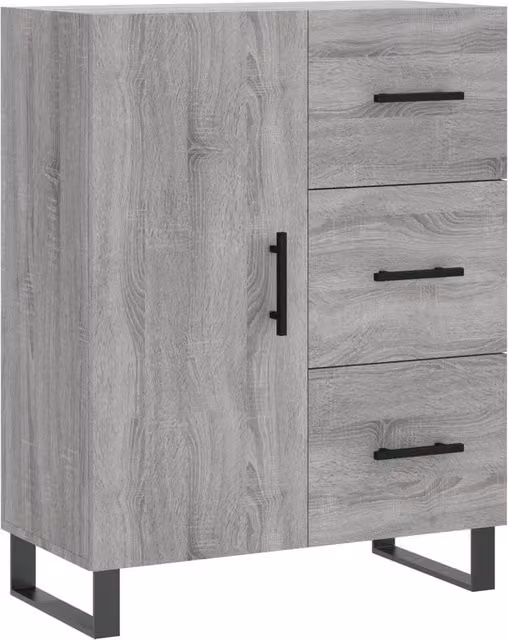 Berkfield Home Grey Sonoma Sideboard, W: 69.5 cm, D: 34 cm, H: 90 cm