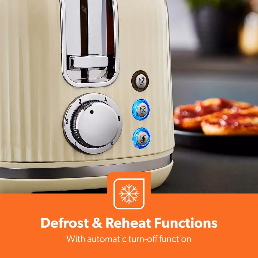 Geepas 2-Slice Toaster and 1.7L Rapid-Boil Kettle Set in Beige – 2