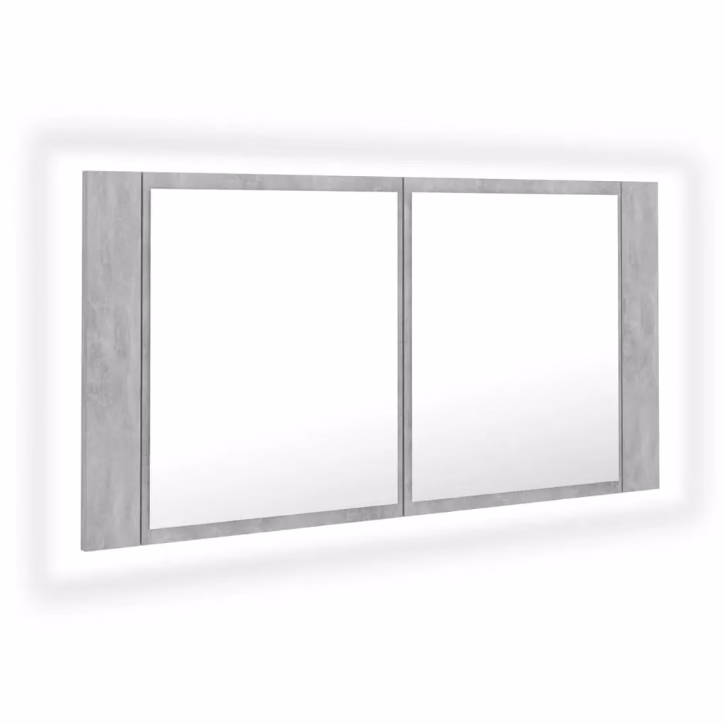 Berkfield Home LED Bathroom Mirror Cabinet in Concrete Grey, W/D/H: 90 x 12 x 45 cm – 2