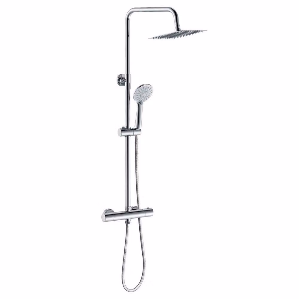 NESTLUNE S-09B Thermostatic Twin Head Bathroom Shower Mixer Set in Silver and Chrome – 2