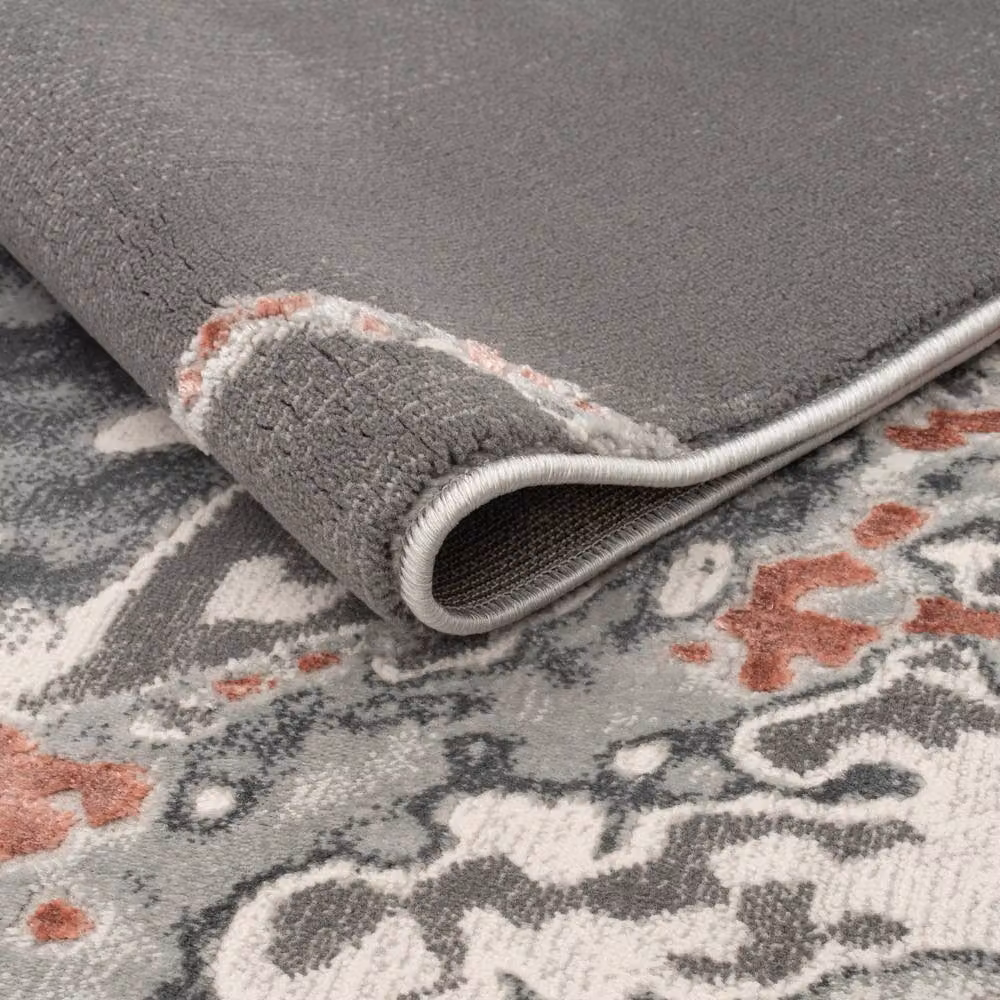 Smart Living Parma Modern Carved Abstract Rug in Pink and Grey, W/D/H: 60 x 220 cm – 2