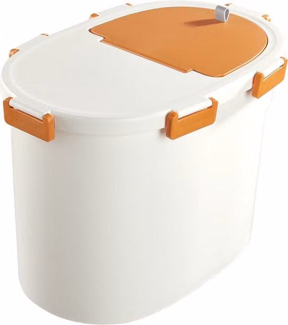 Kidkid Airtight Flip-Up Lid Pet Food Container in Orange and White