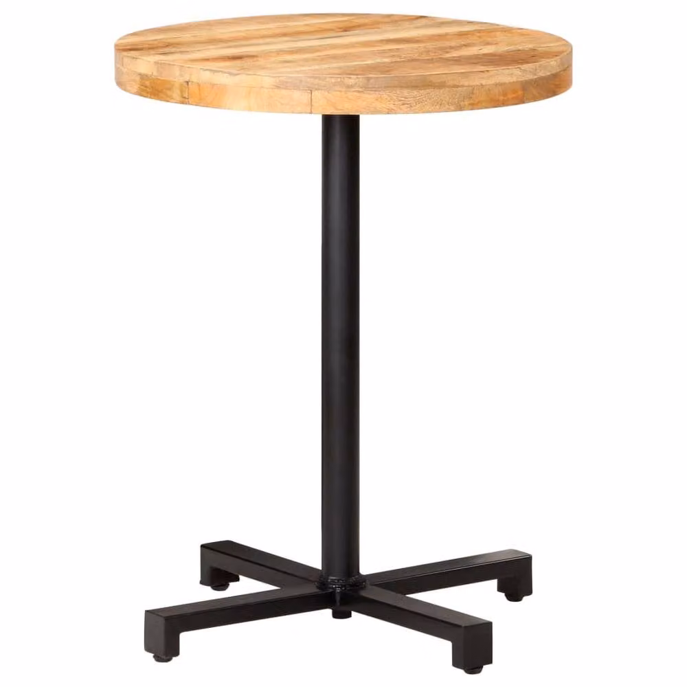 Berkfield Home Durable Round Mango Wood Bistro Table in Brown and Black, Diameter: 60 cm, Height: 75 cm – 2