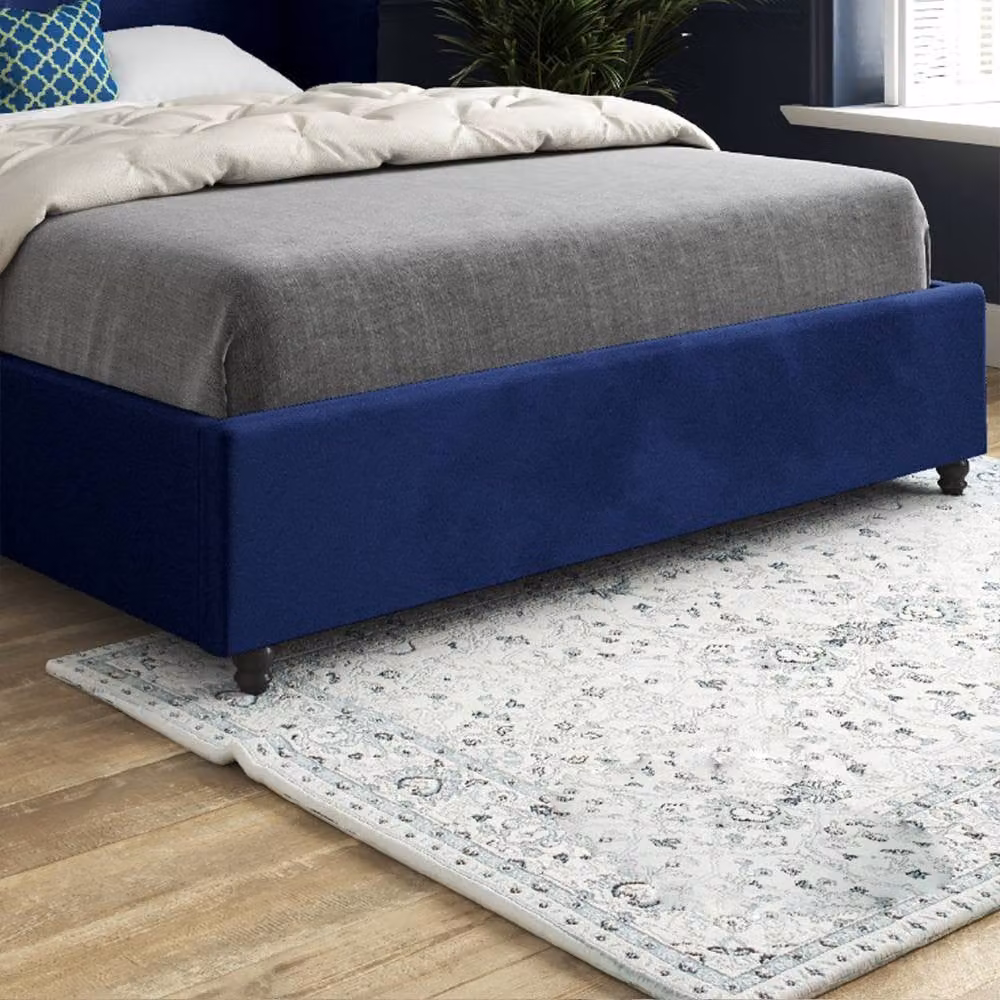 Casani Titchmarsh Chesterfield Upholstered Velvet Bed Frame in Blue, W/D/H: 90 x 200 cm – 4