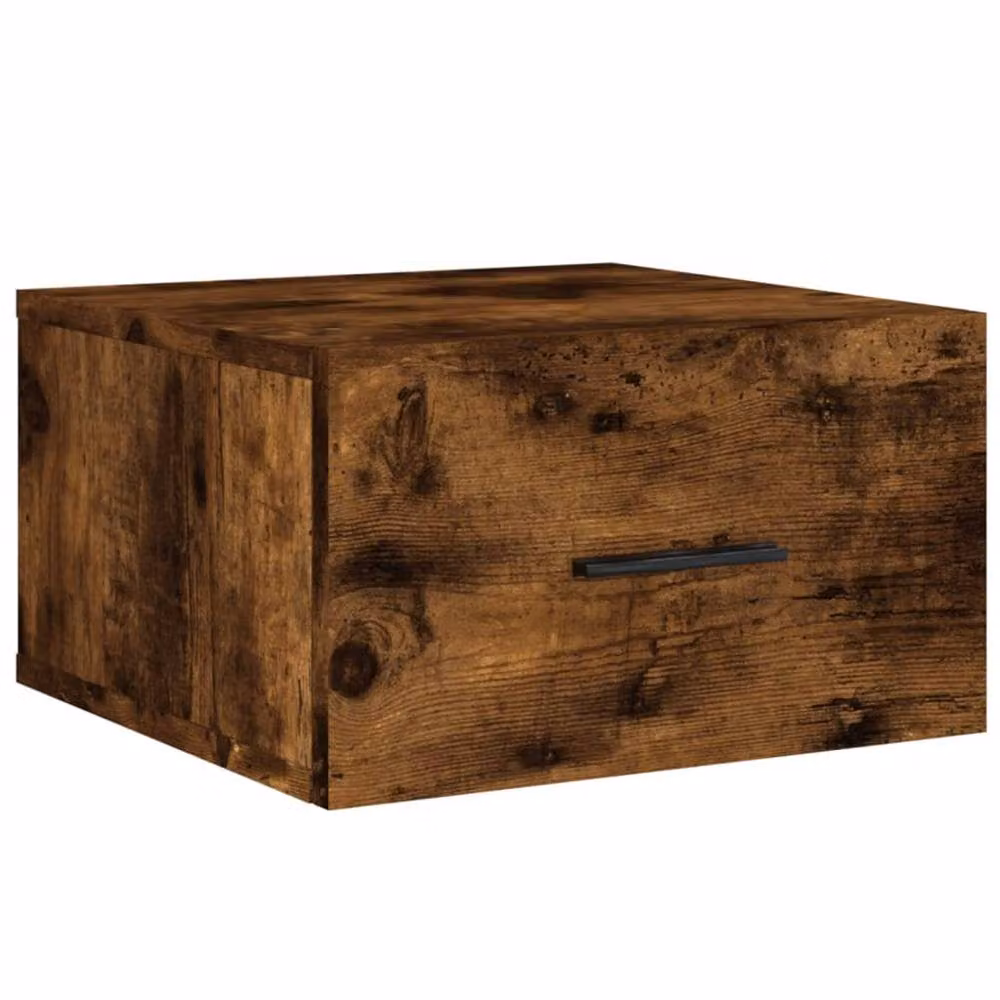 Berkfield Home Set of 2 Wall-mounted Bedside Cabinets in Smoked Oak Brown, W/D/H: 35 x 35 x 20 cm – 3