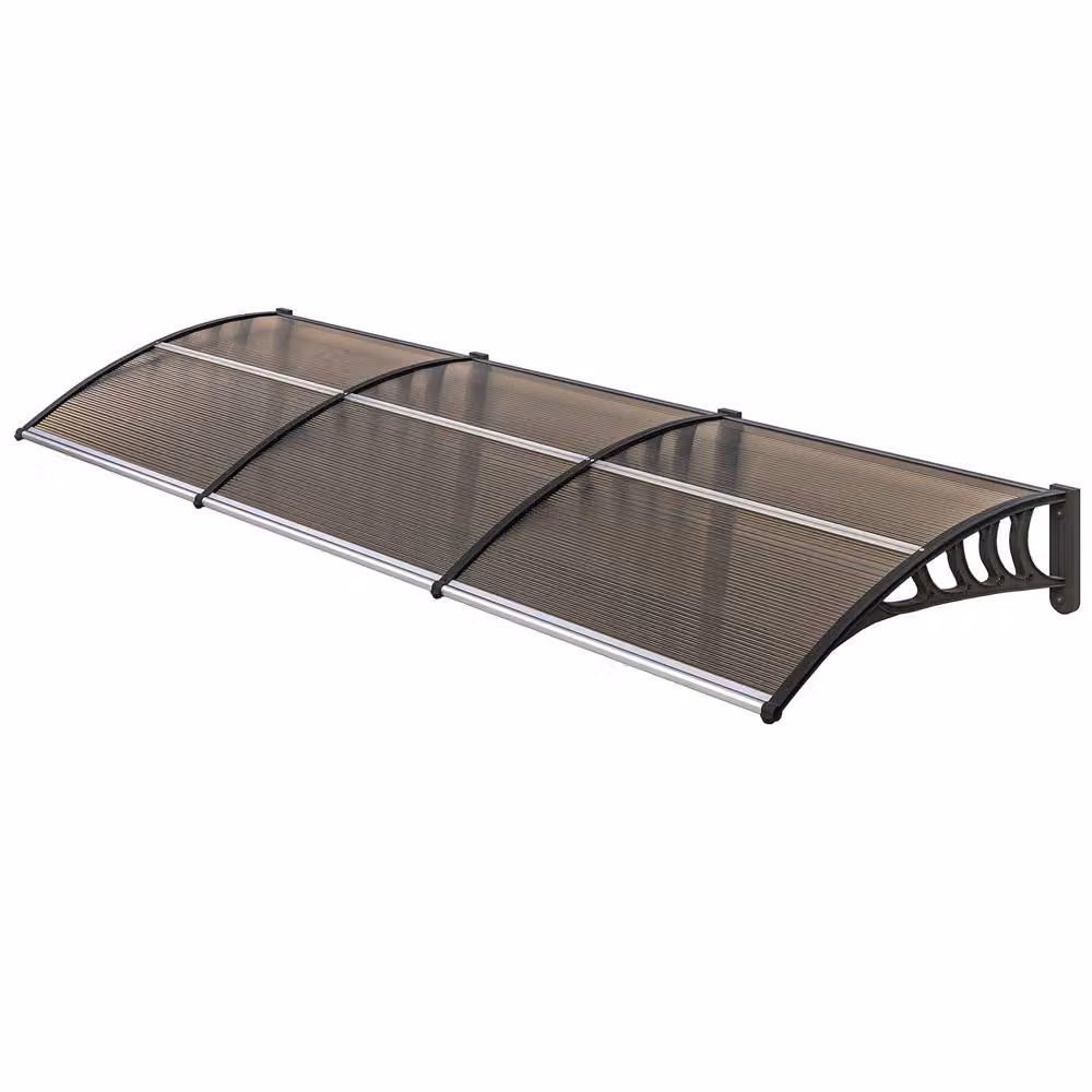 Outsunny Rolipo Wall-Mounted Front Door Canopy Awning in Brown, W: 303 cm, D: 96 cm – 2