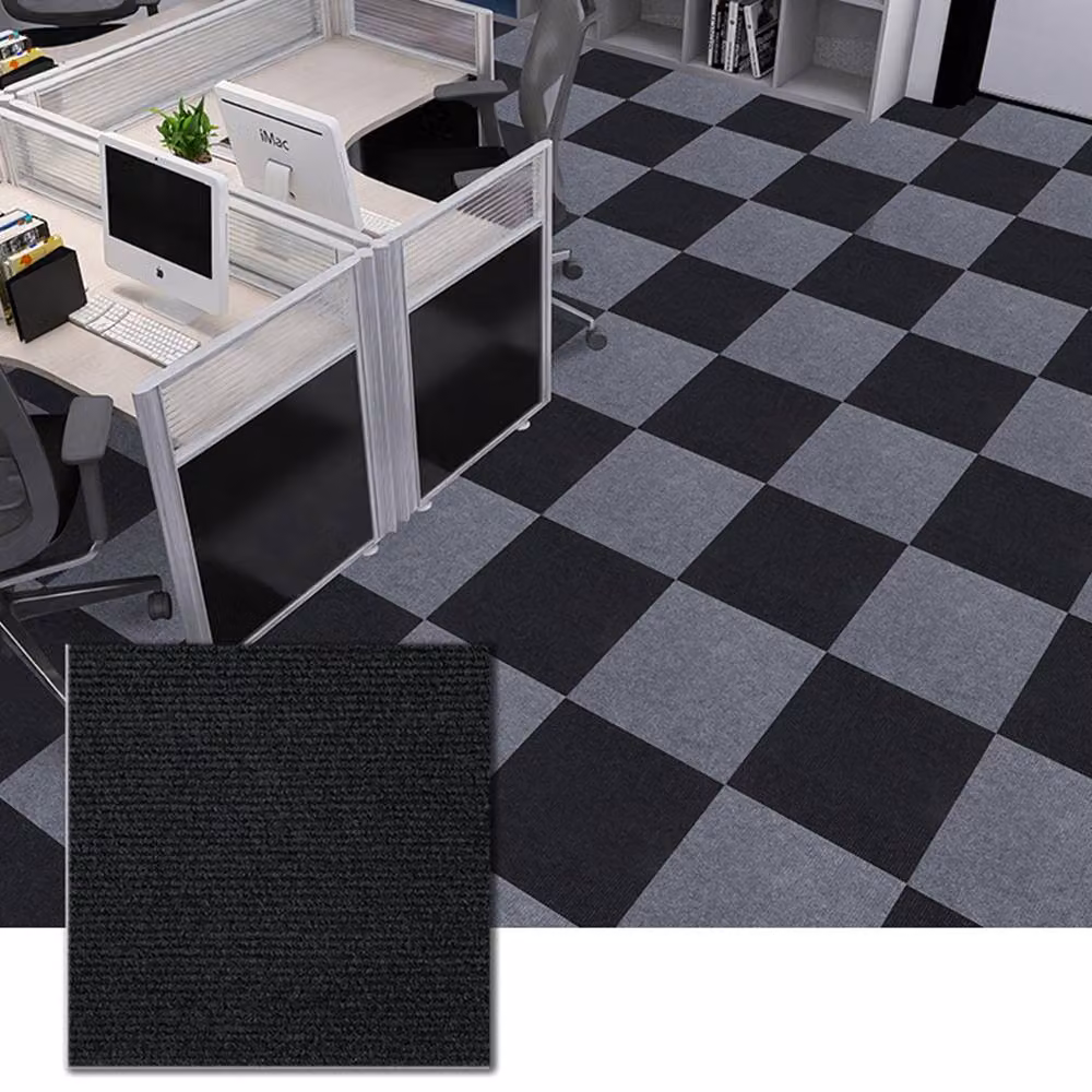 Ventryn 20-Piece Self-Adhesive Carpet Tiles for Home, Office and Commercial Flooring, Black – 3