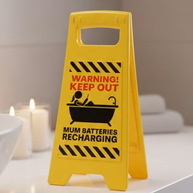 Boxer Gifts Mums Batteries Recharging Warning Sign Tabletop Decoration in Yellow