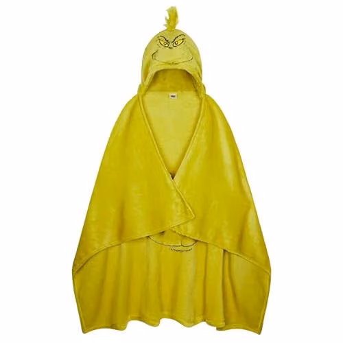 Carbotex The Grinch Hooded Fleece Blanket in Green or Yellow – 1