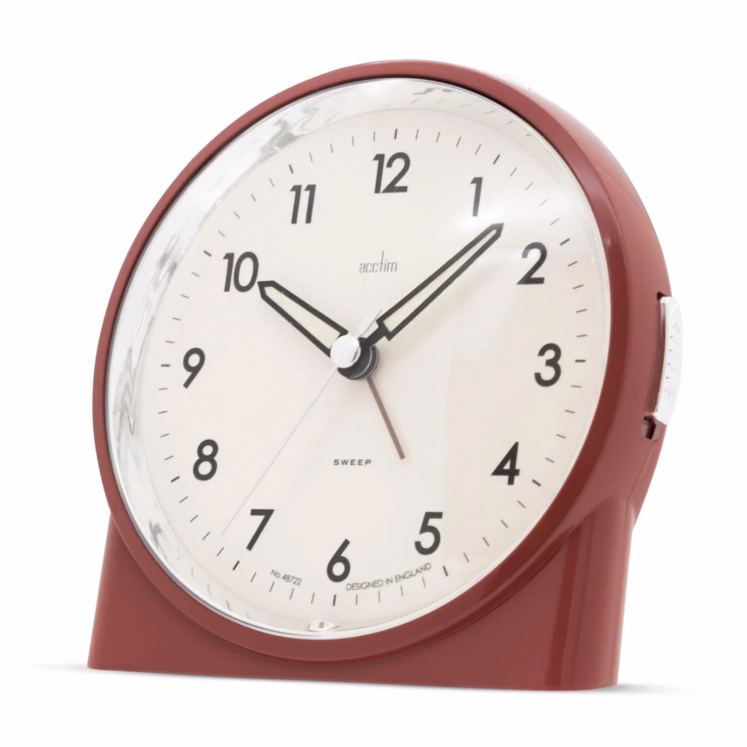 Acctim Arlo Analogue Backlight Alarm Clock in Dark Red with Non-Ticking Silent Sweep and Luminous Tipped Hands – 2