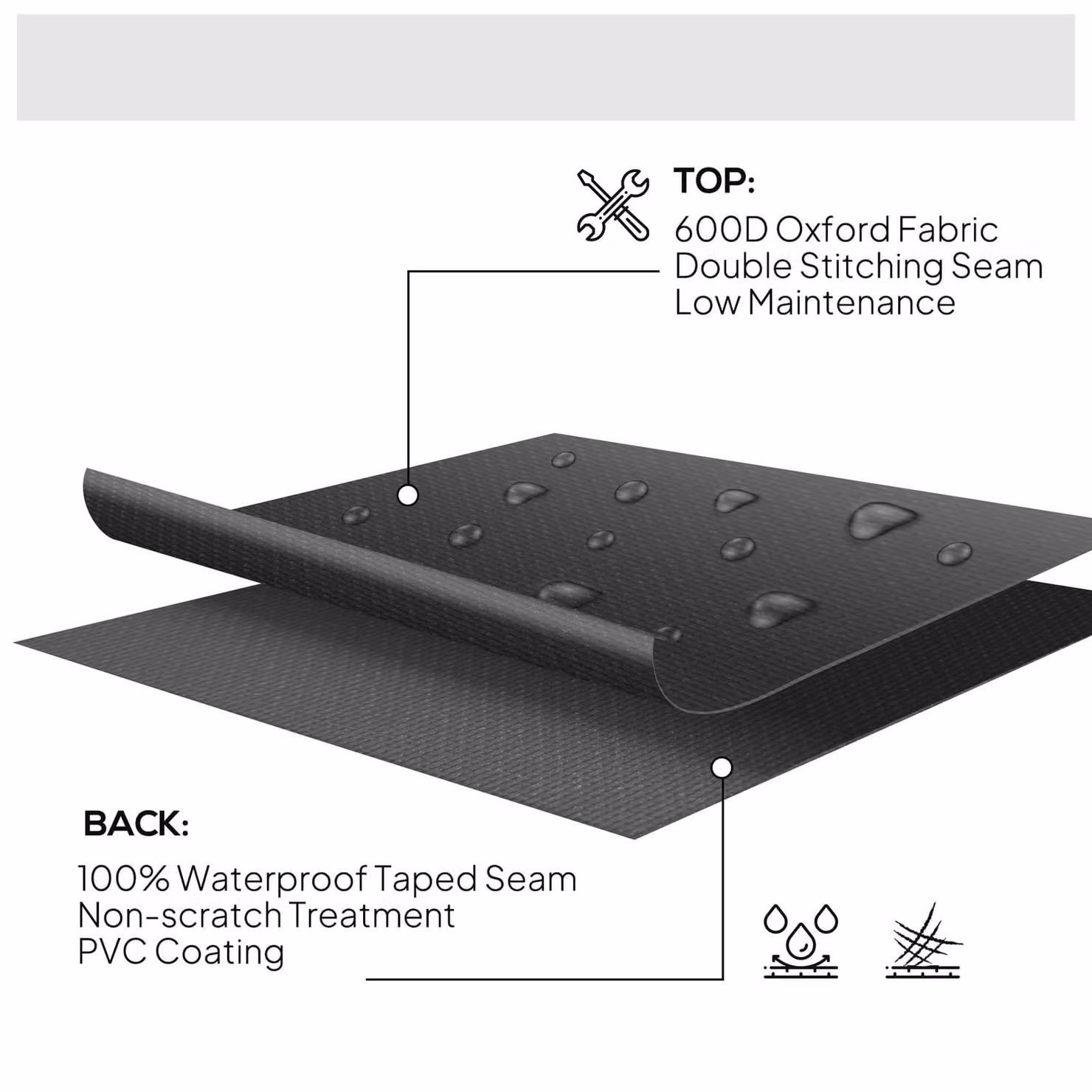 Outsunny Waterproof Round Garden Patio Furniture Cover, Black, Diameter: 193 cm, Height: 80 cm – 5