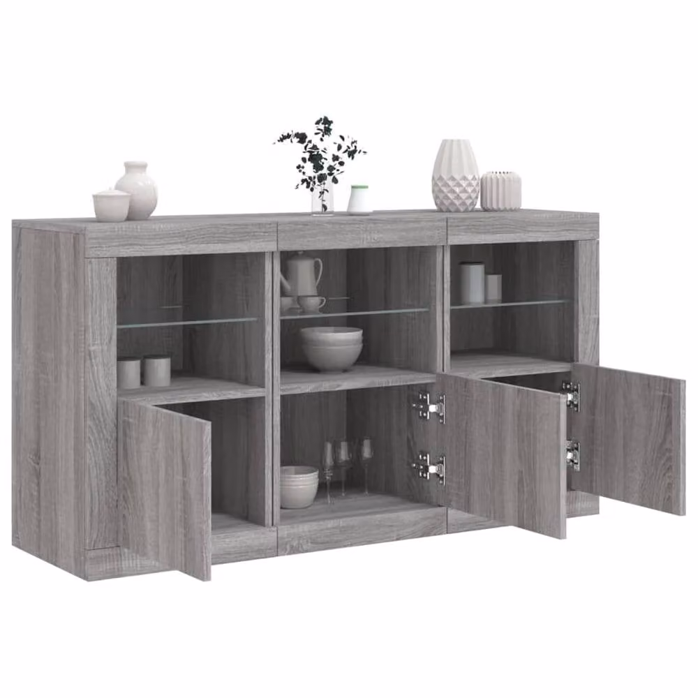 Berkfield Home Modern Grey Sonoma Sideboard with Integrated LED Lights, W/D/H: 123 x 37 x 67 cm – 1