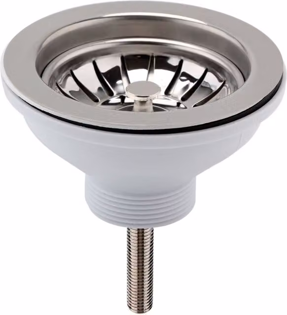 Balterley Kitchen Sink Waste Kit with Stainless Steel Basket Strainer and 1 1/2 inch Pipe, Chrome, W/D/H: 11.5 x 11.5 x 6.3 cm – 1