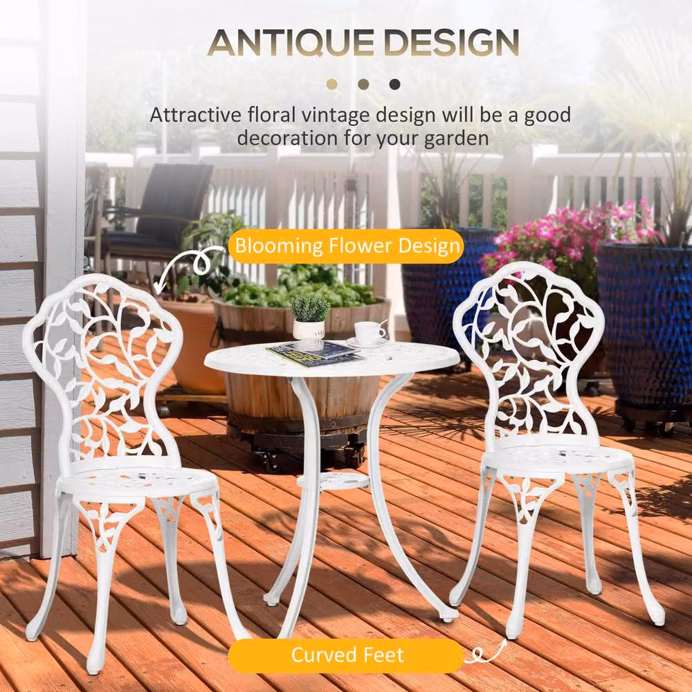 STILVORA Modern Bistro Set with Matt White Aluminium Structure – 4
