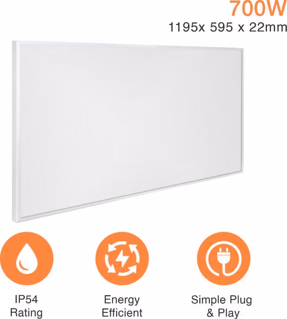 Sunheat Far Infrared Wall Mounted Electric Panel Heater, White, Width: 120 cm