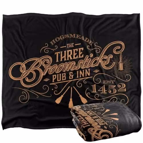 Warner Bros. Harry Potter Three Broomsticks Super Soft Silky Touch Fleece Throw Blanket, Multicolour, W: 152.4 cm x L: 152.4 cm – 1