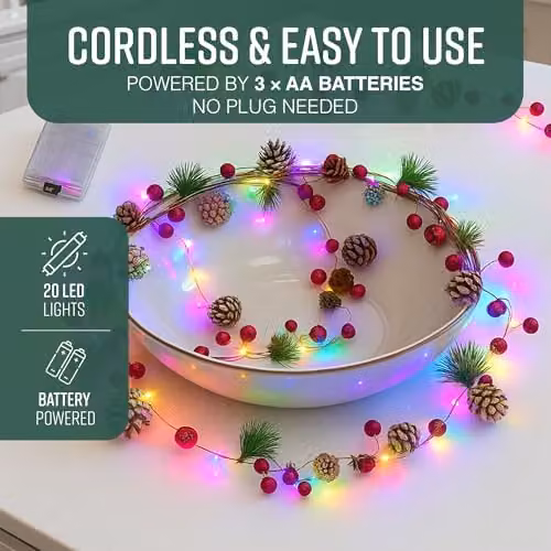 Globrite Multi-Coloured LED Christmas Garland with 20 Lights – 6