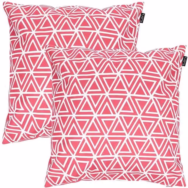 icon Set of 2 Pink Geo Graphic Outdoor Cushions, W/D/H: 43 x 43 x 43 cm